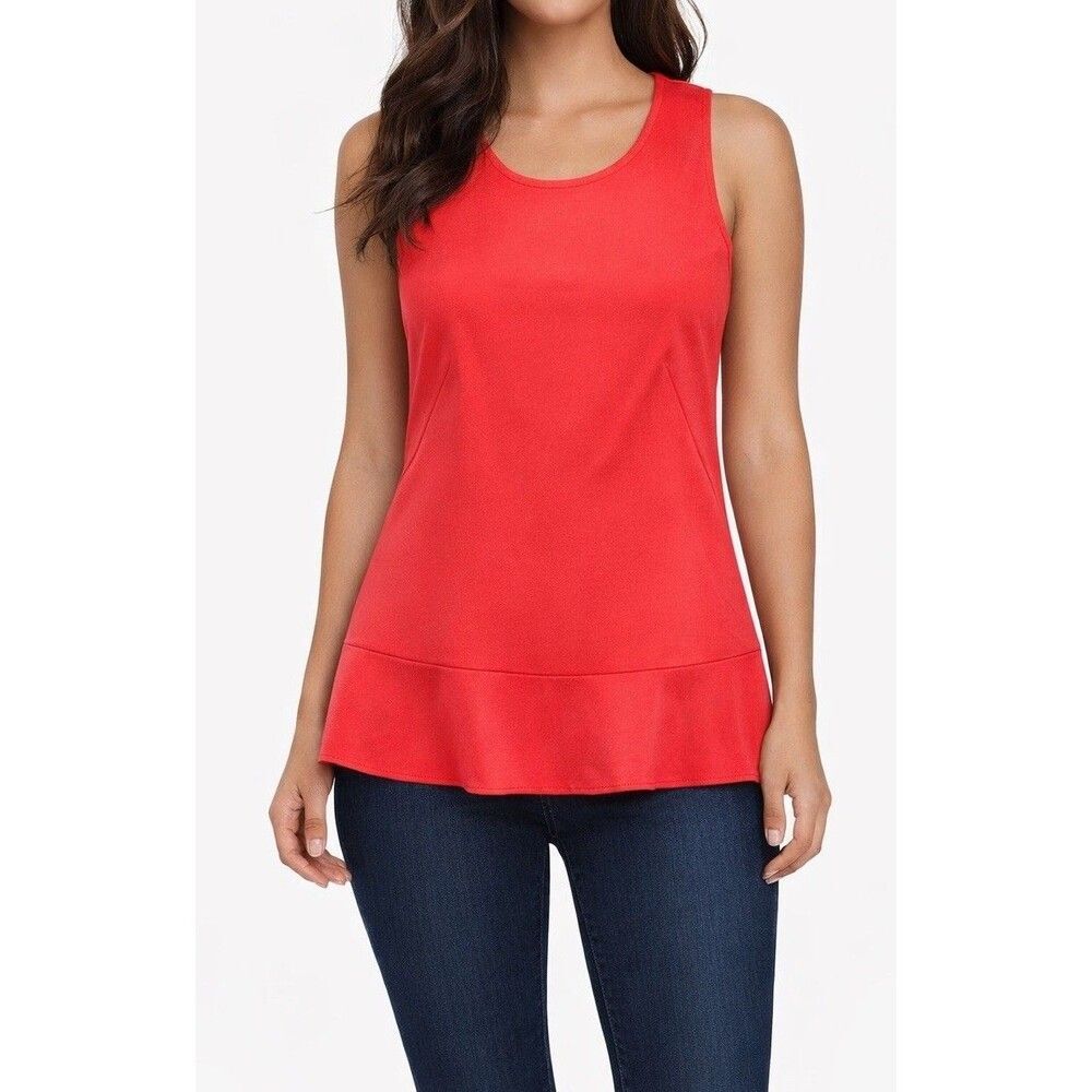 J Crew Peplum Top Women's Size Small Red Orange Short Sleeve Knit Blouse